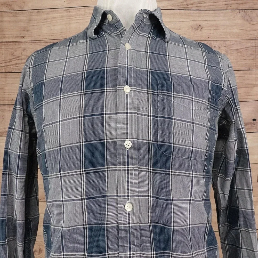 Banana Republic Shirt Mens M Blue Plaid Long Sleeve Button-Up Cotton Casual
